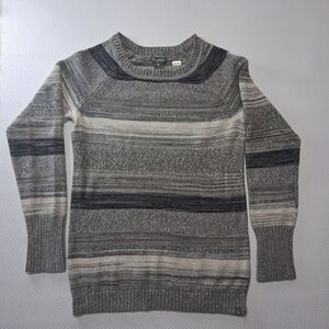 Womens Gray Striped Sweater